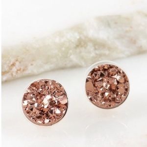 Druzy Rose Gold Sparkle Stud Earrings